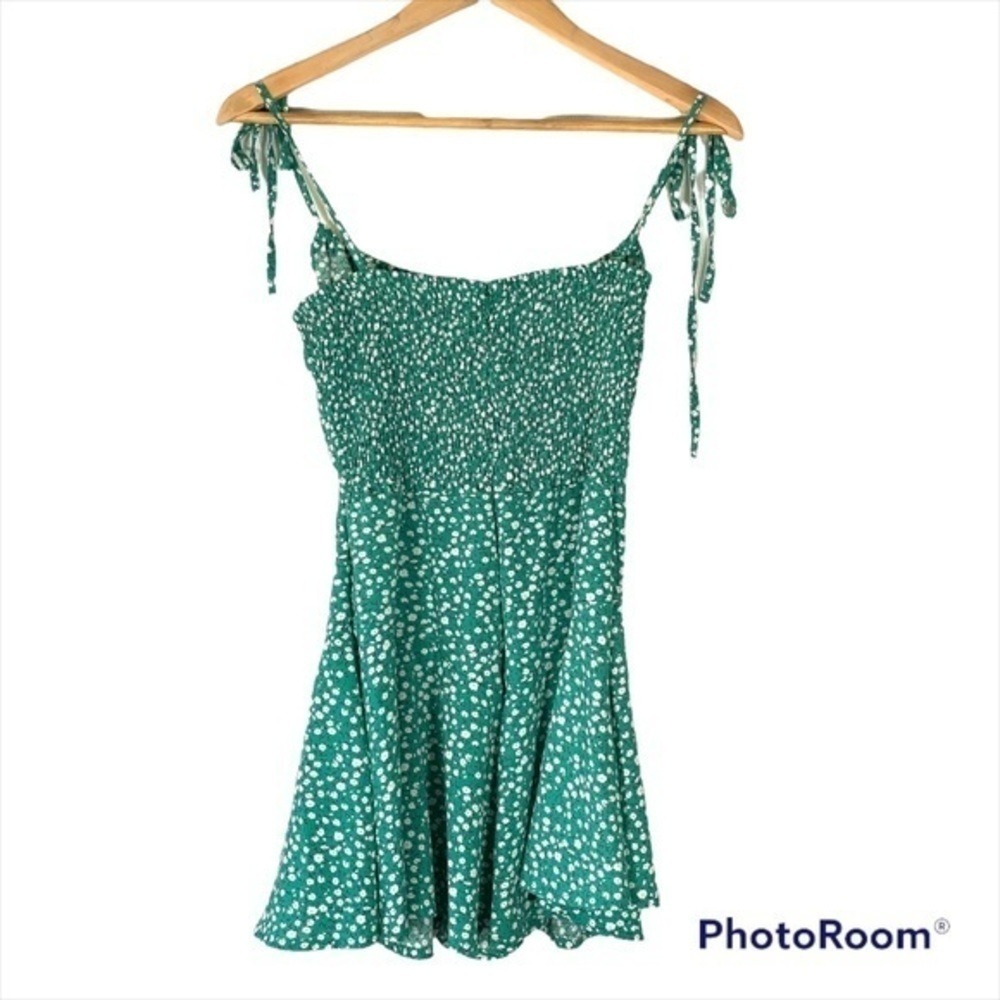 Fun Green Print Floral Romper S - Picture 2 of 4